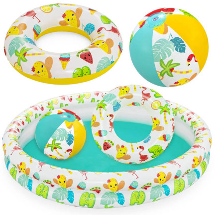51124 KINDERBECKEN AUFBLASBAR SET BALLKREIS PLANSCHBECKEN BESTWAY GARDEN 51124
