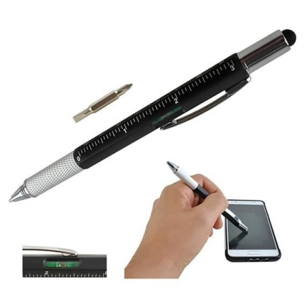 6337 6-in-1 multi-function pen with ruler, level, and eraser