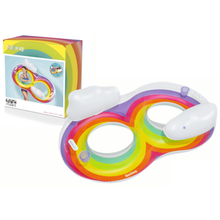 43648 AUFBLASBARER REGENBOGEN STRAND DOPPELSCHWIMMKREIS 186X116CM BESTWAY