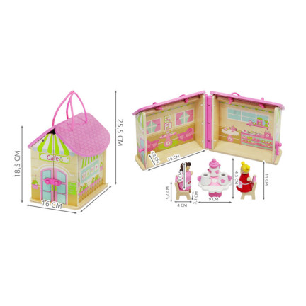 6522 Puppenhaus aus Holz mit Griffen zum Aufklappen