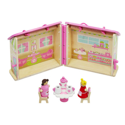 6522 Puppenhaus aus Holz mit Griffen zum Aufklappen
