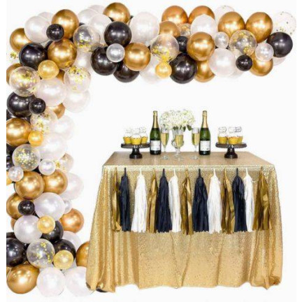 TG66228 BALLON GIRLANDA 120SZT GOLDEN CONFETTI SCHWARZ 5m BIRTHDAY BRIDAL MARRIAGE