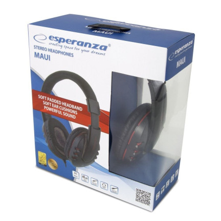 EH142K Sluchátka ESPERANZA AUDIO MAUI BLACK jack