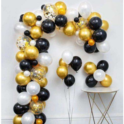 TG66228 BALLON GIRLANDA 120SZT GOLDEN CONFETTI SCHWARZ 5m BIRTHDAY BRIDAL MARRIAGE