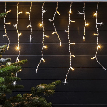 Bt-01 Icicle Lights, 300 LEDs (Warm White + Cold Flash), 13 m, Christmas Tree Garden Lights