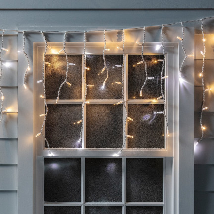 Bt-01 Icicle Lights, 300 LEDs (Warm White + Cold Flash), 13 m, Christmas Tree Garden Lights