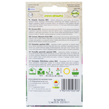 R3136 MAYFLY COSMOS MIX BAREV SEMÍNKA KVĚTŮ MAYFLY 1G NA ZAHRADNÍ ZÁHONY