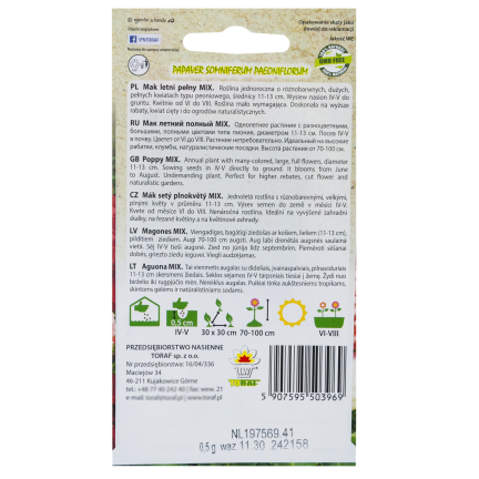 R3969 LETNÍ MÁK PLNOBAREVNÁ SMĚS SEMEN MÁKU 0.5G PIVOŇKOVÝ MÁK