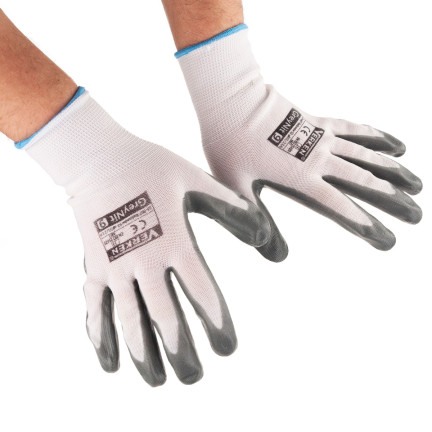 R445 ARBEITSSCHUTZHANDSCHUHE AUS NITRIL GRAU GRÖSSE 9 L