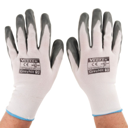 R445 ARBEITSSCHUTZHANDSCHUHE AUS NITRIL GRAU GRÖSSE 9 L