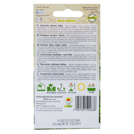 R4638 LUČNÍ SEDMIKRÁSKA BÍLÁ TRÁVNÍKOVÁ SEDMIKRÁSKA KVĚTINOVÁ SEMENA 0,2G