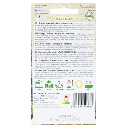 R6663 KOLEUS KOPŘIVA 0,2G KVĚTOVÁ SEMENA DUHOVÁ SMĚS SMĚS