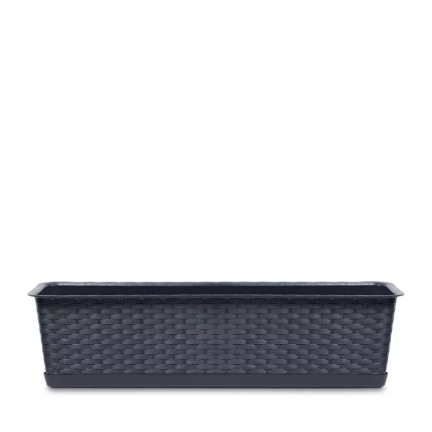 ISR600P-S433 Balcony Planter, Rattan Flower Pot, 59 cm, Anthracite, 10 L Base