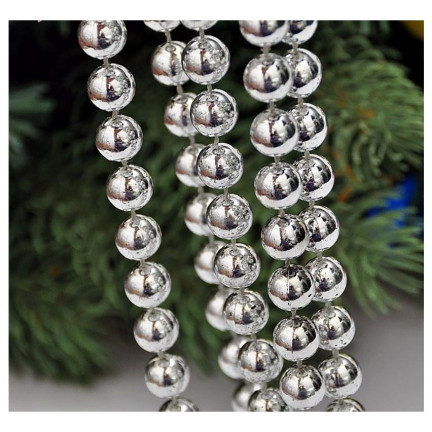 TG63190-1 WEIHNACHTSBAUMKETTE SILBER SCHILFPERLEN GIRLANDE SPULE 5M