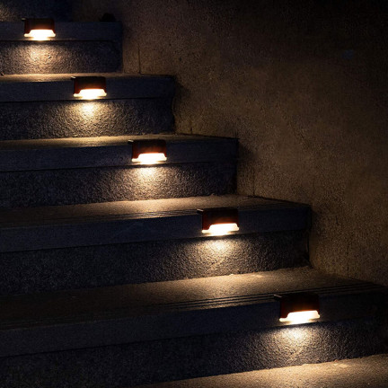 TG77660 SOLARLEUCHTEN 4 STÜCK. SOLAR LED GARTEN LICHTER FÜR TREPPEN TERRASSE ZAUN DÄMMERUNGSSENSOR