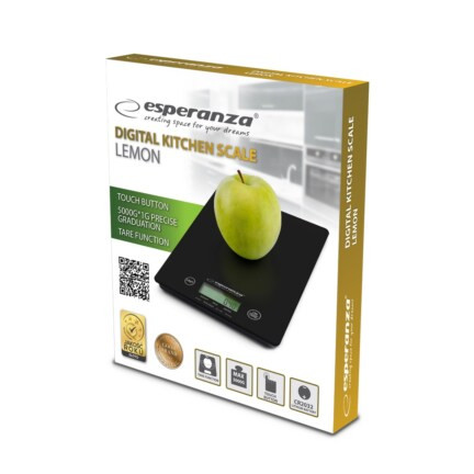 EKS002K WAGA KUCHENNA CYFROWA ELEKTRONICZNA WAGA 5KG LCD CZARNA szklana precyzyjna