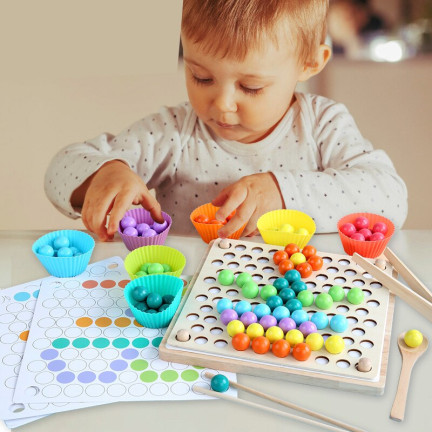 YZW0551 DŘEVĚNÉ VZDĚLÁVACÍ PUZZLE MOZAIKOVÉ KORÁLKY
