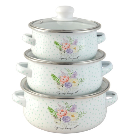 TD9 smaltovaná sada 6 kusů nádob na jaro