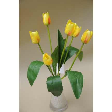 07750-3 TULIPAN BUNCH 6 Stück gelbe Kunstblumen