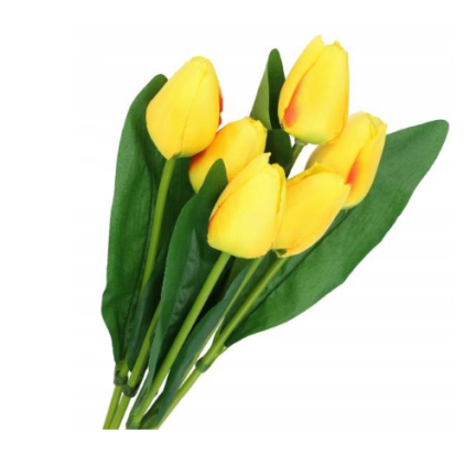 07750-3 TULIPAN BUNCH 6 Stück gelbe Kunstblumen