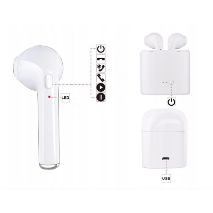 85166BEZDrátová sluchátka i7S TWS POWERBANK