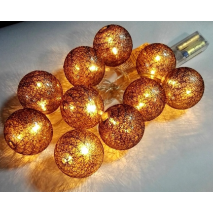 TX07315-3 bavlněné kuličky BALLS 10 LED měděný věnec bronzový