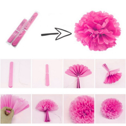 34907 Seidenpapier Pompon 15 cm weiß Dekoration Pompons