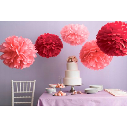 34907 Seidenpapier Pompon 15 cm weiß Dekoration Pompons