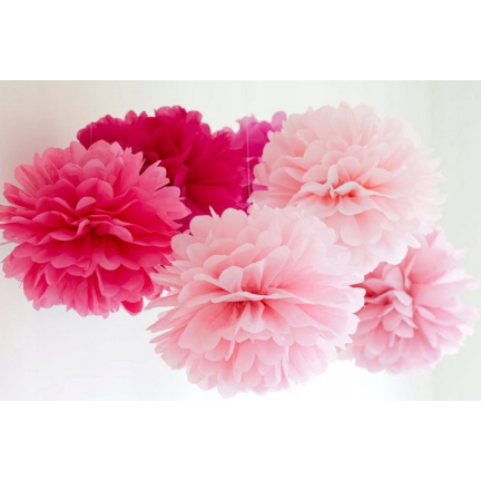 34907 Seidenpapier Pompon 15 cm weiß Dekoration Pompons