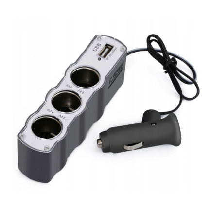 SM1 3-zásuvkový rozdělovač do zapalovače + USB