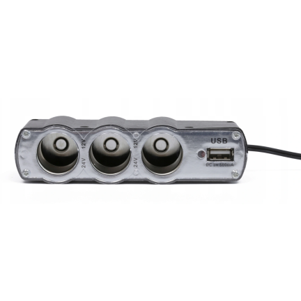 SM1 3-zásuvkový rozdělovač do zapalovače + USB