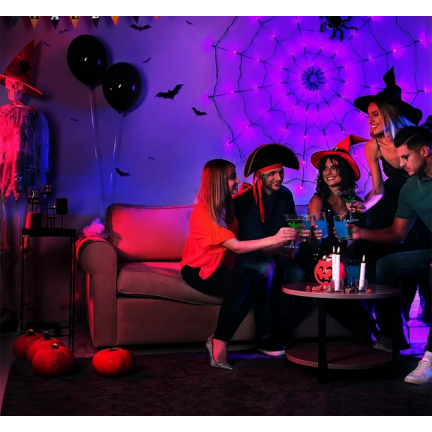TG73019-2 SPINNENNETZ 70 LED KÜNSTLICHE HALLOWEEN LICHTER VIOLETT