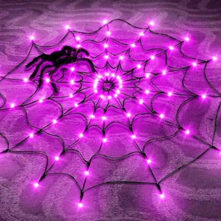 TG73019-2 SPINNENNETZ 70 LED KÜNSTLICHE HALLOWEEN LICHTER VIOLETT
