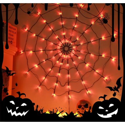 TG73019-1 PAVUČINA 70 VEDLA UMĚLÁ HALLOWEEN SVĚTLA ORANŽOVÁ