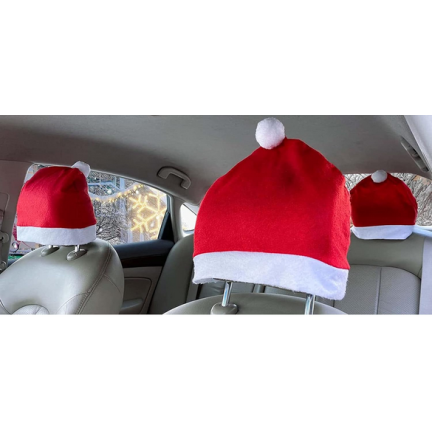 Auto-kopfstütze deckt weihnachtsmann hut 4pcs set