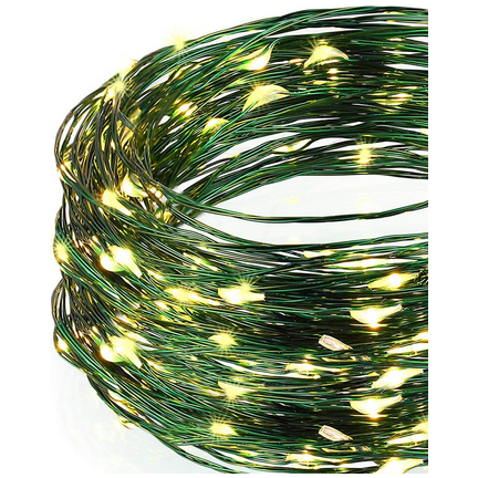TG73524-2 GRÜNER DRAHT WEIHNACHTSBAUM LICHTER 40LED WARMES LICHT BATTERIEBETRIEBEN