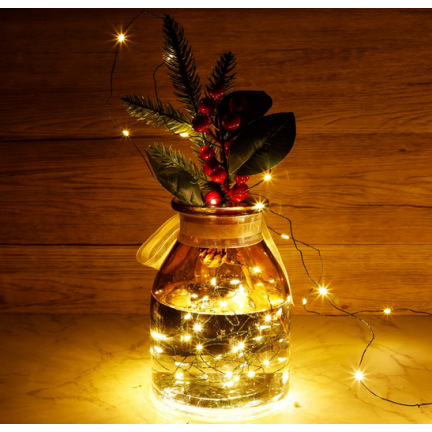 TG73524-2 GRÜNER DRAHT WEIHNACHTSBAUM LICHTER 40LED WARMES LICHT BATTERIEBETRIEBEN