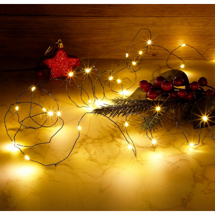 TG73524-2 GRÜNER DRAHT WEIHNACHTSBAUM LICHTER 40LED WARMES LICHT BATTERIEBETRIEBEN