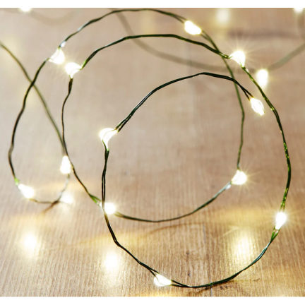 TG73524-2 GRÜNER DRAHT WEIHNACHTSBAUM LICHTER 40LED WARMES LICHT BATTERIEBETRIEBEN