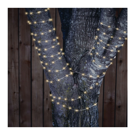 Lichterketten, solar garten, draht 100 LED warm