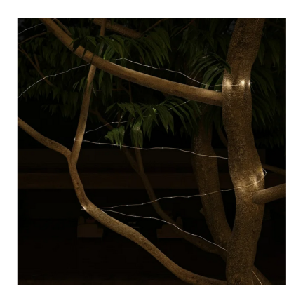 Lichterketten, solar garten, draht 100 LED warm