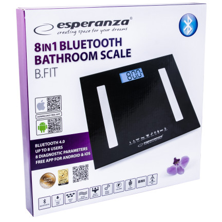 EBS016K ESPERANZA 8IN1 BADEZIMMERWAAGE MIT
BLUETOOTH-FUNKTION B.FIT SCHWARZ