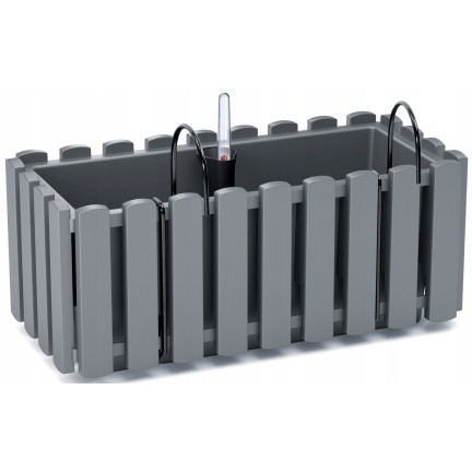 DDEF400W-405u Balcony Planter, 38 cm Pot with Handles, Gray, with Moisture Gauge, Stone