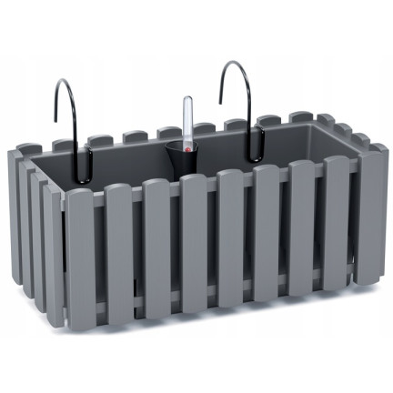DDEF400W-405u Balcony Planter, 38 cm Pot with Handles, Gray, with Moisture Gauge, Stone
