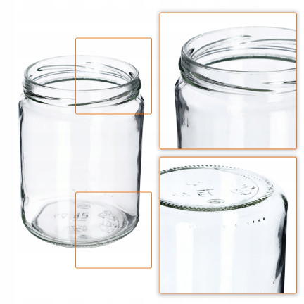 PAC500/82 GLASBECHER 500 ml für Pickles, Konserven, Honig, Relish, Saucen FI82