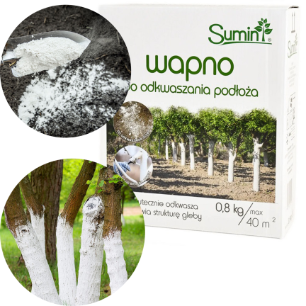 SUM15 Vápno na bělení stromů, odkyselení půdního substrátu, Sumin 0,8 kg