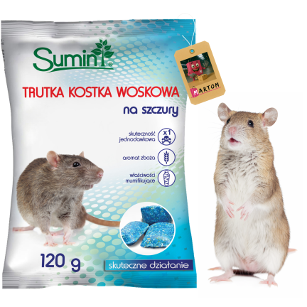 SUM63 Sumin Mouse and Rat Poison, Wax Block, 25 ppm, 120 g