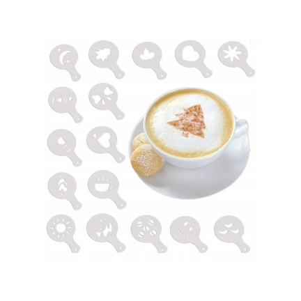 TG66809 SCHABLONEN FÜR DIE DEKORATION KAFFEE KUCHEN DESSERTS 16PCS LATTE CAPPUCCINO