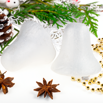 TG26226 STYROPIAN BELLS 2pcs 10CM Weihnachtsbaumglocke aus Polystyrol zum Dekorieren