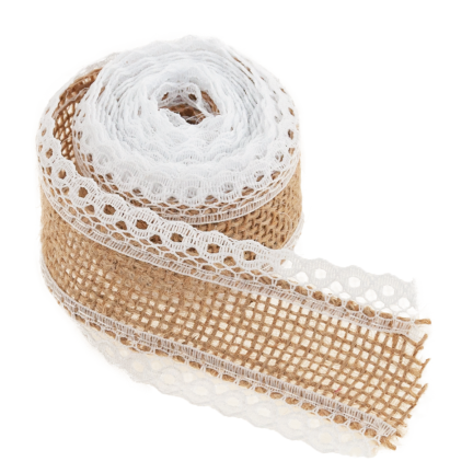TG40119 JUTEBAND MIT SPITZE BOHO JUTE NATÜRLICHES BAND FÜR HANDGEMACHTE DEKORATIONEN